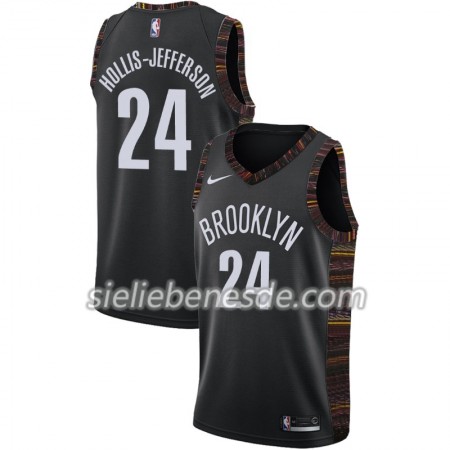 Herren NBA Brooklyn Nets Trikot Rondae Hollis-Jefferson 24 2018-19 Nike City Edition Schwarz Swingman